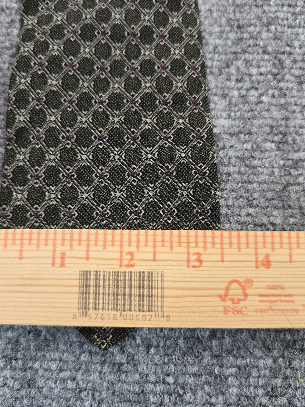 Fendi Roma Tie Mens Olive Green Geometric Pink 100% Silk Made Italy 3.5